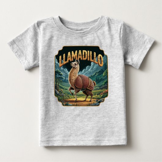 Llamadillo Illustration – Llama Armadillo Funny ベビーTシャツ (正面)
