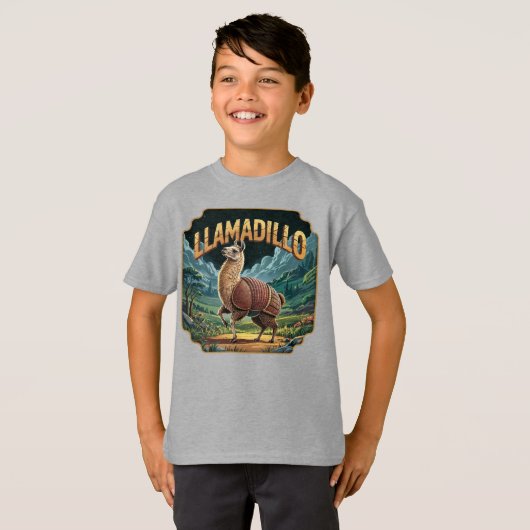 Llamadillo Illustration – Llama Armadillo Funny Tシャツ (正面フル)