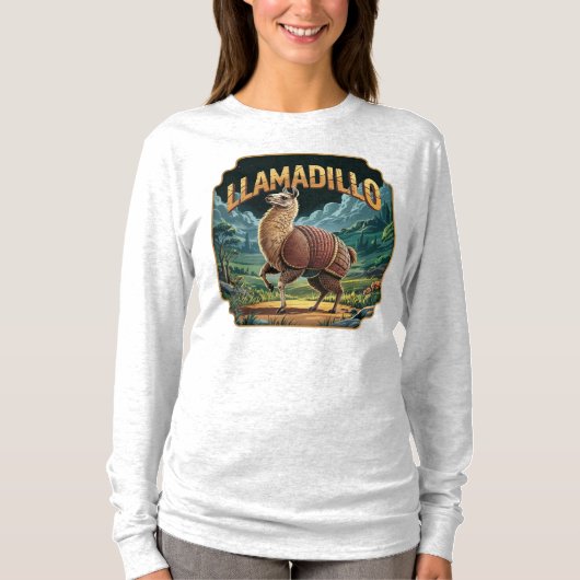 Llamadillo Illustration – Llama Armadillo Funny Tシャツ (正面)