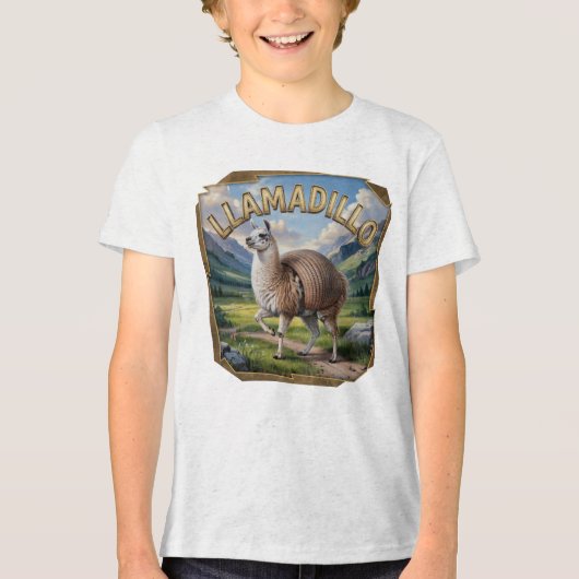 Llamadillo Photographic – Llama Armadillo Funny トライブレンドＴシャツ (正面)