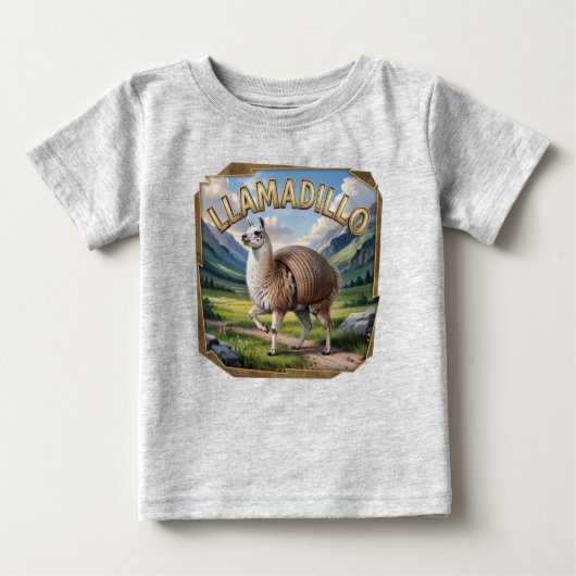 Llamadillo Photographic – Llama Armadillo Funny ベビーTシャツ (正面)