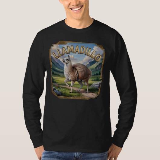 Llamadillo Photographic – Llama Armadillo Funny Tシャツ (正面)