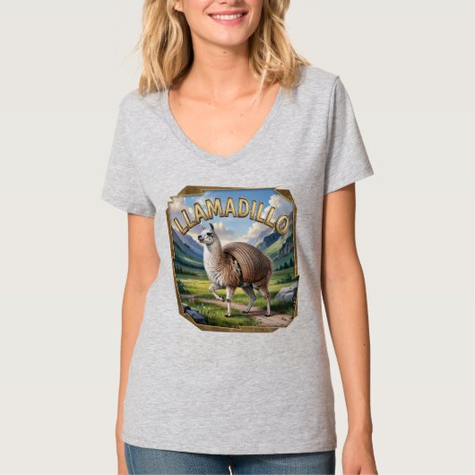Llamadillo Photographic – Llama Armadillo Funny Tシャツ (正面)