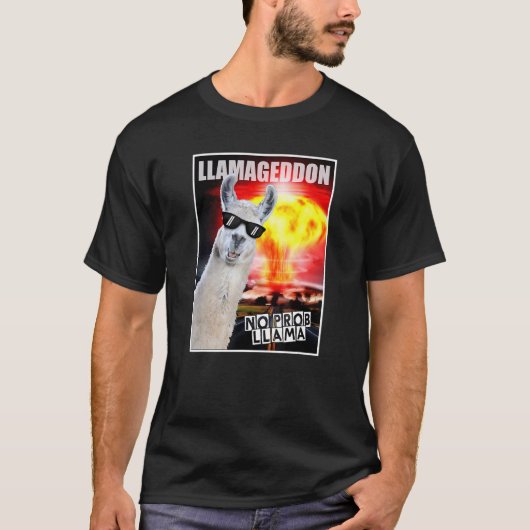 Llamageddon No Probllamaかわいいグラフィック Tシャツ (正面)