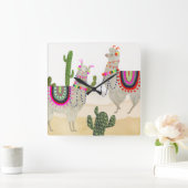 Llamaramaのコレクション|かわいいLllamas スクエア壁時計 (ホーム)