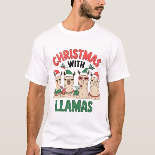 LLAMASを使用したクリスマス Tシャツ (正面)