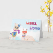 Llamas Celebrating Birthmamas カード (黄色い花)