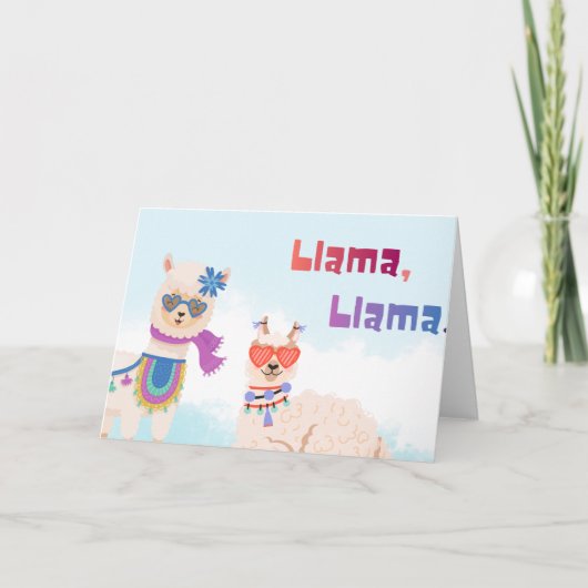 Llamas Celebrating Birthmamas カード (正面)