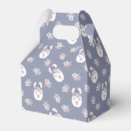 Llamas & Flowersパターン フェイバーボックス (正面サイド)
