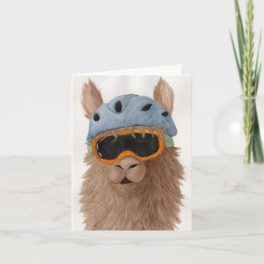 Llamas in Shades: 1月グリーティングカード4"x5.6" シーズンカード (正面)