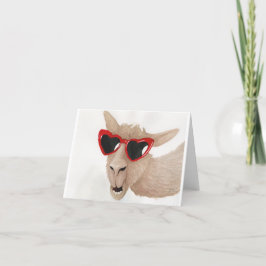 Llamas in Shades: 2月グリーティングカード4"x5.6" シーズンカード