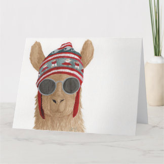 Llamas in Shades: 7月グリーティングカード8.5"x11" サンキューカード