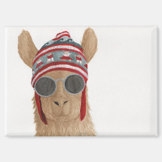Llamas in Shades: 7月マグネット3.5"x2.5" マグネット