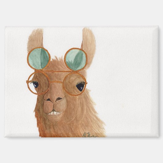 Llamas in Shades: 9月マグネット3.5"x2.5" マグネット (正面)