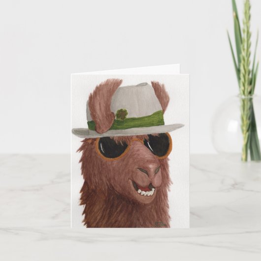 Llamas in Shades: March Greeting Card 4"x5.6" シーズンカード (正面)