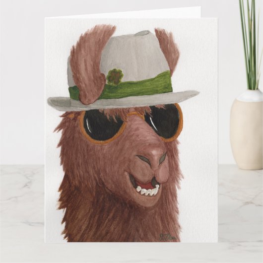 Llamas in Shades: March Greeting Card 8.5"x11" サンキューカード (正面)