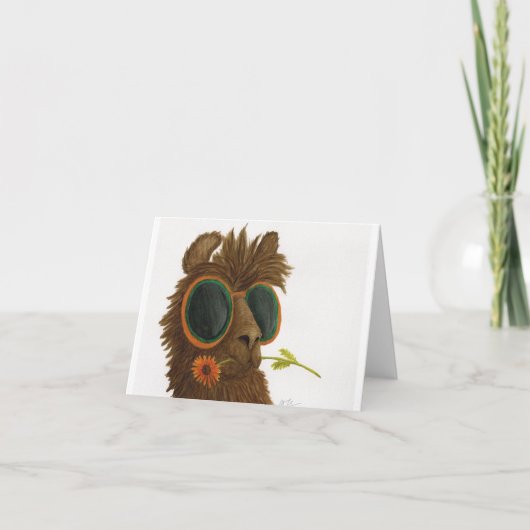 Llamas in Shades: May Greeting Card 4"x5.6" シーズンカード (正面)