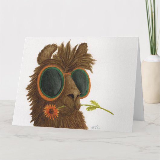 Llamas in Shades: May Greeting Card 8.5"x11" サンキューカード (正面)