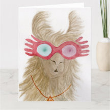 Llamas in Shades: October Greeting Card 8.5"x11"