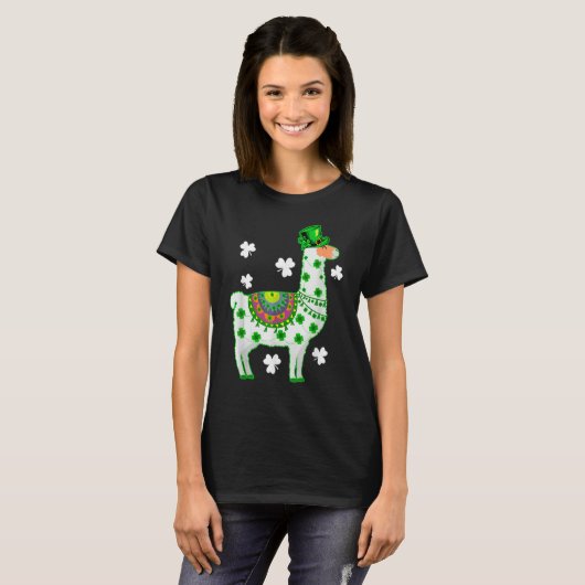 Llamas Lover Leprechaun Llama St. Patrick's Day Tシャツ (正面フル)