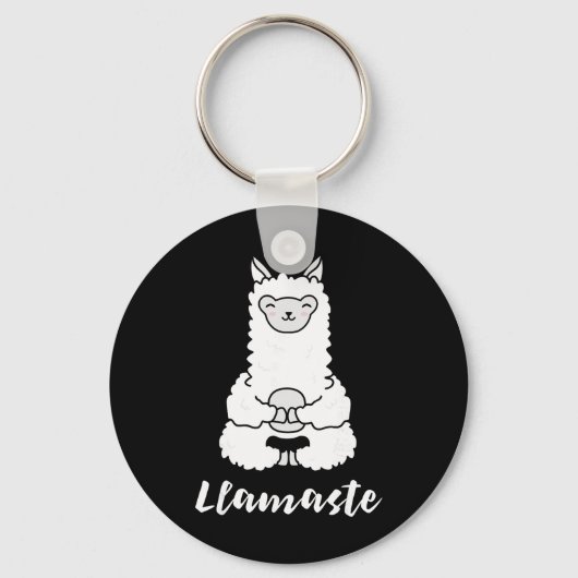 Llamaste - かわいいヨガ愛好家のギフト、愛らしいラマF キーホルダー (正面)