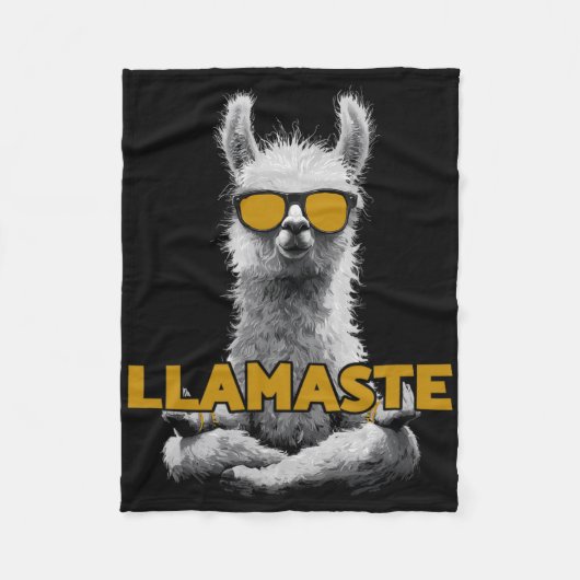 Llamaste ヨガ ラマ サングラス付き フリースブランケット (正面)