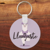 Llamaste Cute & Fun Purple Llama Yoga Character キーホルダー (正面)