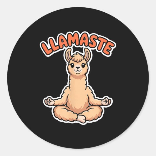 Llamaste Funny Meditating Llama Cute Yoga Animal D ラウンドシール (正面)