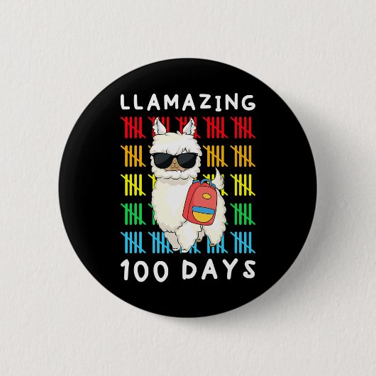 Llamazing 100日・オブ・スクール・キッズLlama先生10 缶バッジ (正面)