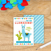 Llamazing Blue Llama Boys Classroom Valentines 名刺