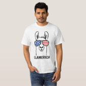 LlamericaのLllamaのおもしろいなワイシャツ、7月の第4、米国 Tシャツ (正面フル)
