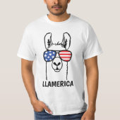 LlamericaのLllamaのおもしろいなワイシャツ、7月の第4、米国 Tシャツ (正面)
