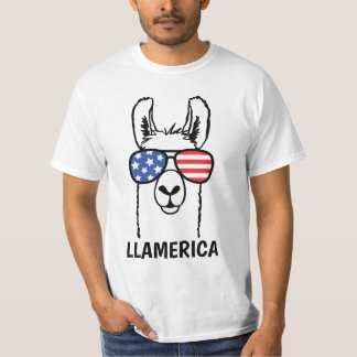 LlamericaのLllamaのおもしろいなワイシャツ、7月の第4、米国 Tシャツ