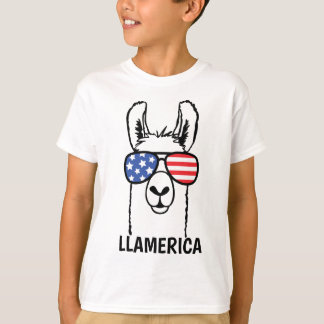 Llamericaは、おもしろいなLllamaワイシャツ、7月の第4をからかいます Tシャツ