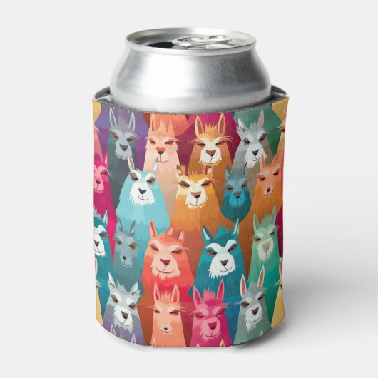 Llaming Fiesta Stubby Holder, Rainbow Llama 缶クーラー (缶正面)