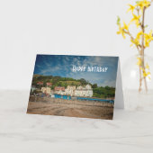 Llandudno風光明媚な沿岸ビーチビューでウェールズUK カード (黄色い花)