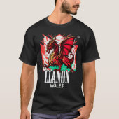 Llanon Wales Welsh Flag Y Ddraig Goch Dragon Tシャツ (正面)