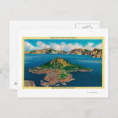 Llao CliffCrater Lakeのウィザード島 ポストカード (正面/裏面)