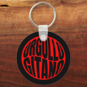 Llavero metálico circular negro: Orgullo gitano. キーホルダー (正面)