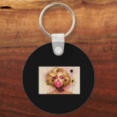 Llavero Pop Art Glam – Mujer Rubia con Chicle キーホルダー (正面)