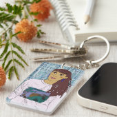 Llavero rectangular con diseño chica con flequillo キーホルダー (正面右)