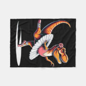 Llerina T-rex Dancing  フリースブランケット (正面(横))