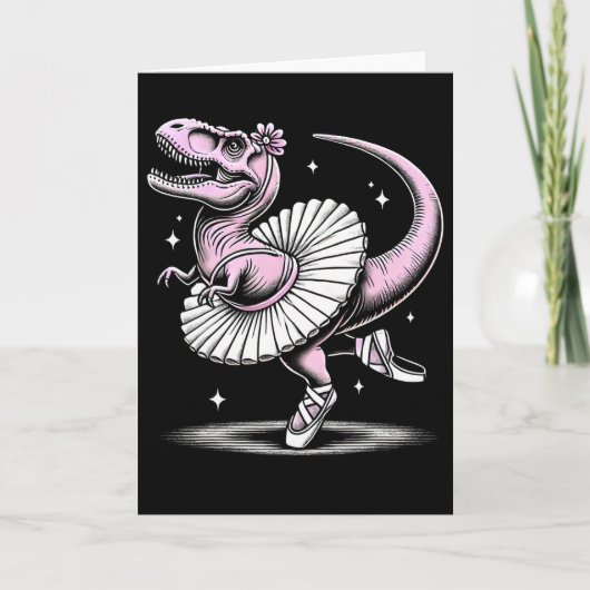 Llet Dancing T-rex In Tutu And Slippers  カード (正面)