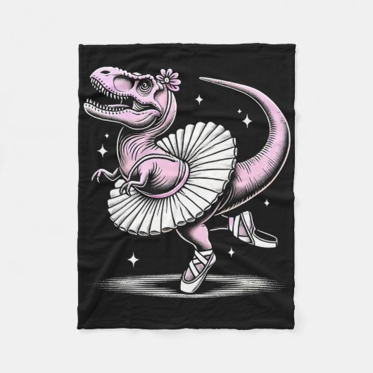 Llet Dancing T-rex In Tutu And Slippers  フリースブランケット (正面)
