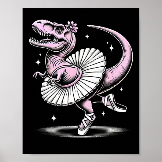 Llet Dancing T-rex In Tutu And Slippers  ポスター (正面)