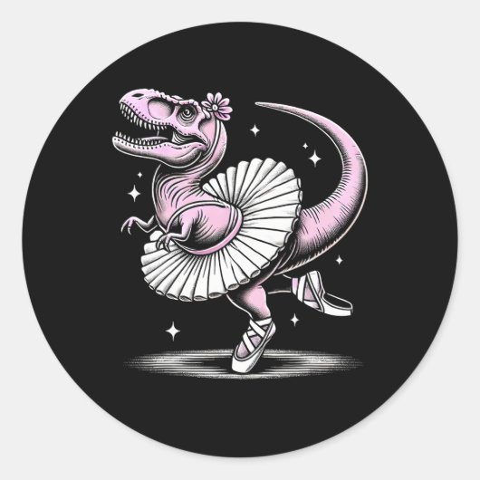 Llet Dancing T-rex In Tutu And Slippers ラウンドシール (正面)