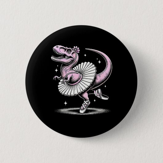 Llet Dancing T-rex In Tutu And Slippers  缶バッジ (正面)