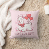 Llove You Llots - Kawaii Llama Valentine クッション (ブランケット)