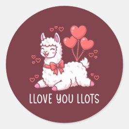 Llove You Llots - Kawaii Llama Valentine ラウンドシール