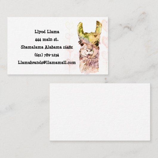 Lloyd llama Standard、3.5インチx 2.0インチ名刺 名刺 (正面/裏面)